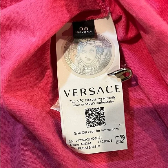 Authentic Versace Hot Pink Logo Short Sleeve Tee - Picture 4 of 4